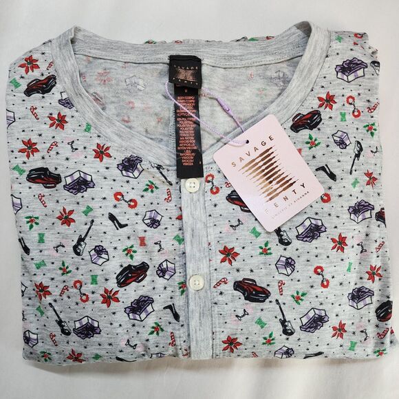 Savage X Fenty Pajamas Mens Medium Tis the Season Open Back One Piece Holiday - Picture 1 of 16